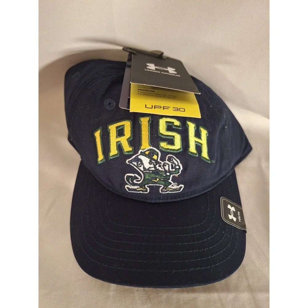 Under Armour Notre Dame Fighting Irish Youth Navy Blue Adjustable Hat UPF 30 NEW